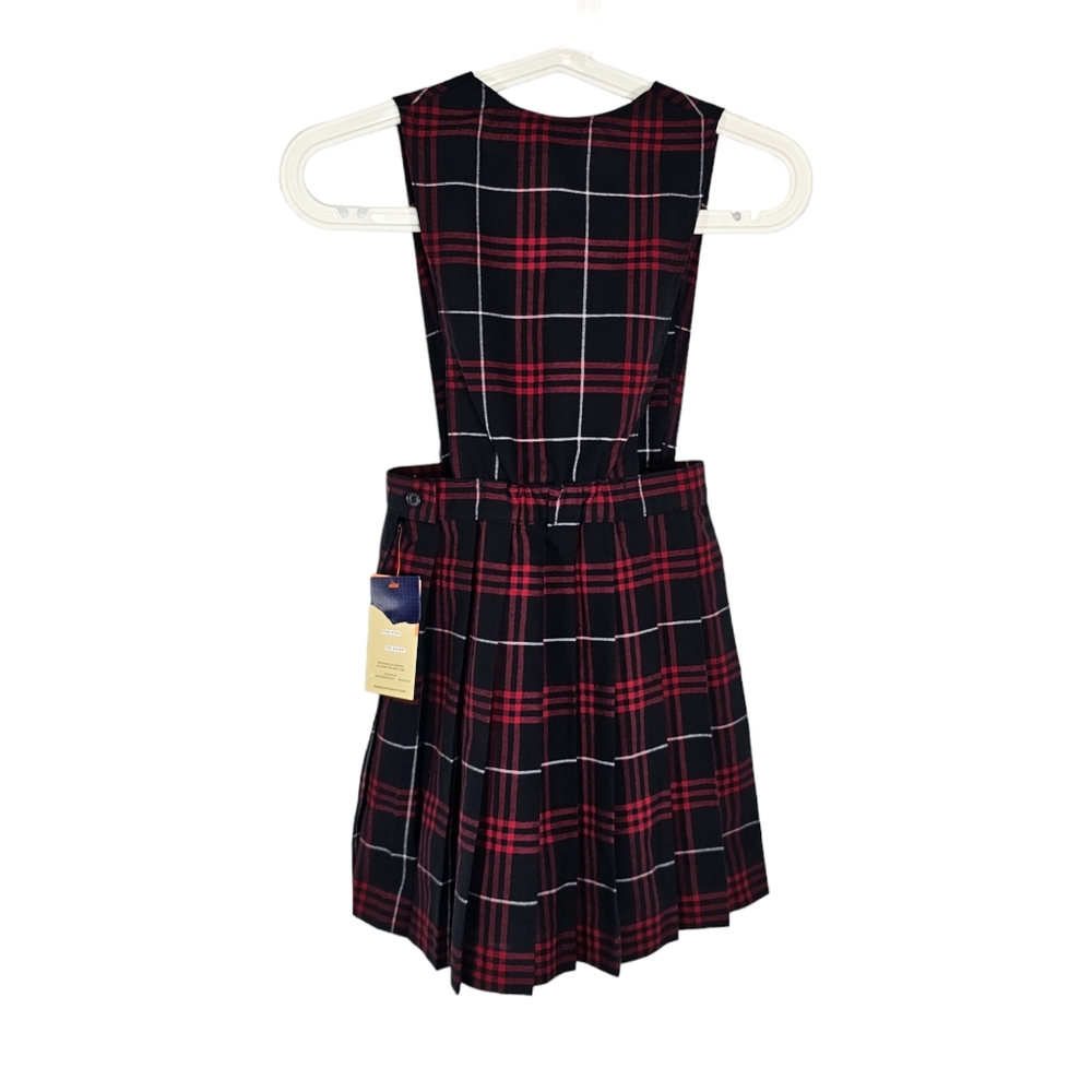 French Toast Girls Plaid Pleated Skirt Romper Blue Red Size 6X - Picture 12 of 12